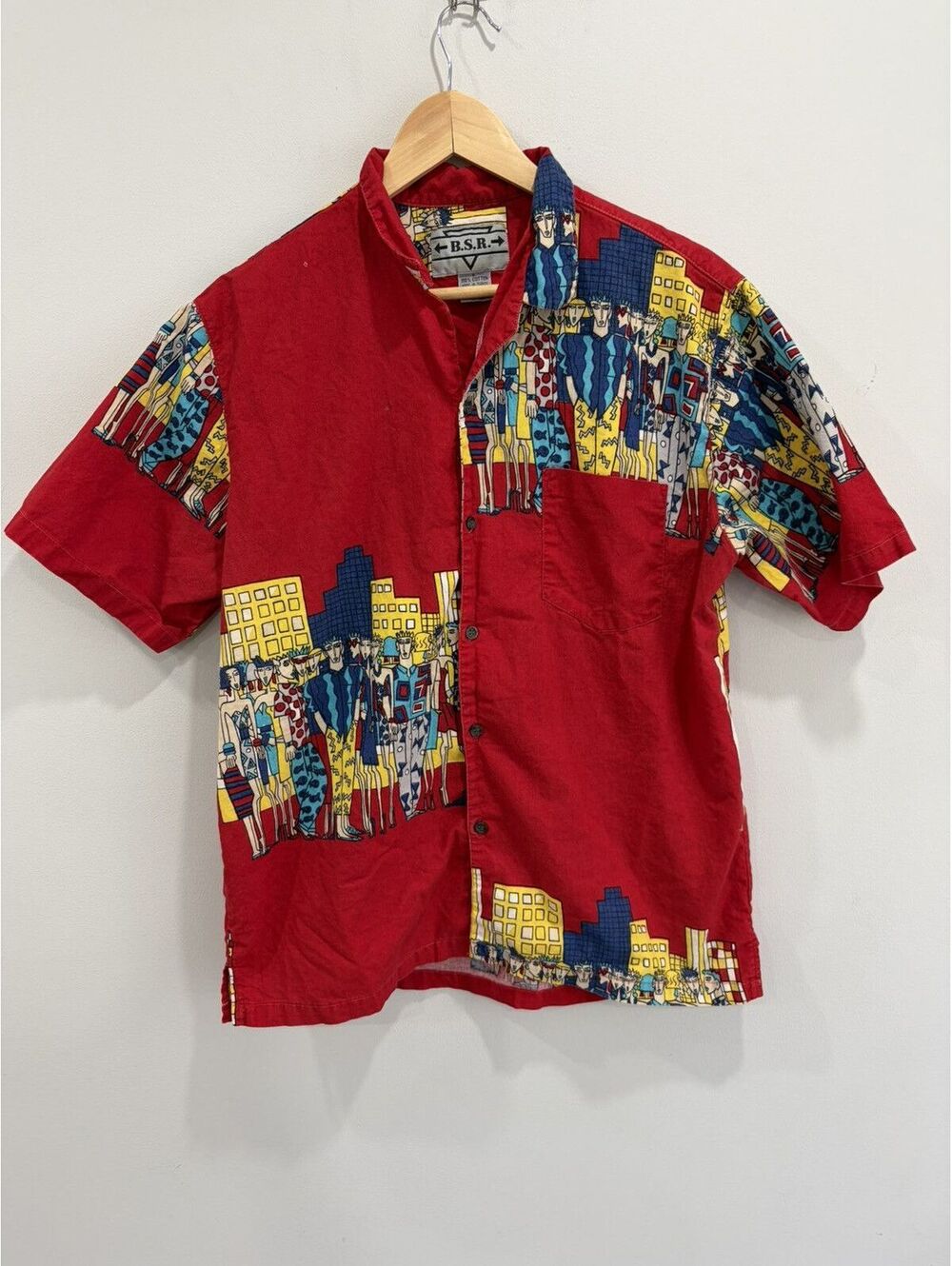 Vintage Bsr Button Up Shirt 80s pattern graphic